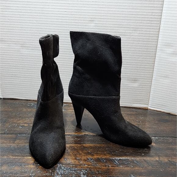 Express black suede cone heeled boots size‎ 6 - Picture 1 of 8